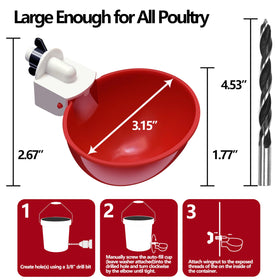 LANARP large-capacity 5L cups keep birds hydrated between refills