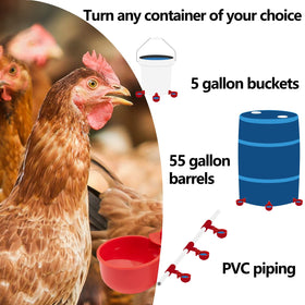 LANARP 12-pack waterer kit provides efficient flock hydration for larger coops.
