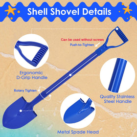 Lanathel 27-inch compact design shovel in blue for easy storage.