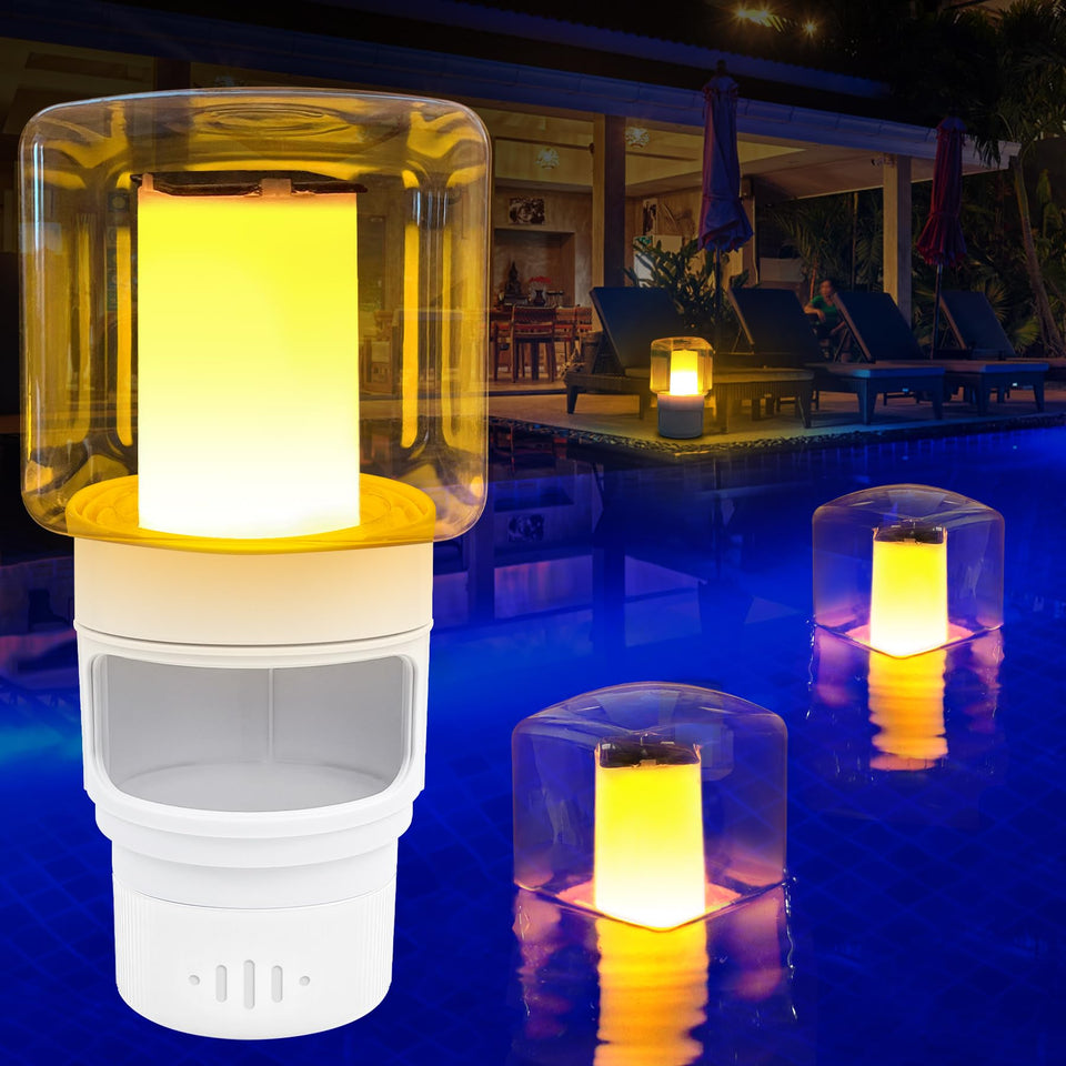 LanBlu Solar Pool Chlorine Floater front view highlighting solar powered operation