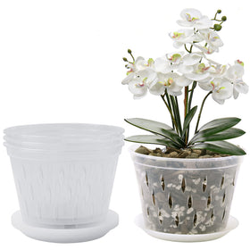Lanccona Orchid Pot 8inch top view shows clear plastic for easy root inspection.
