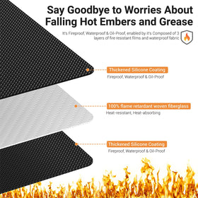 Lancryen double-sided fireproof grill pad withstands high heat while protecting outdoor surfaces.