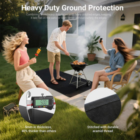 Lancryen oil-proof waterproof mat keeps grease off floors during backyard cooking.