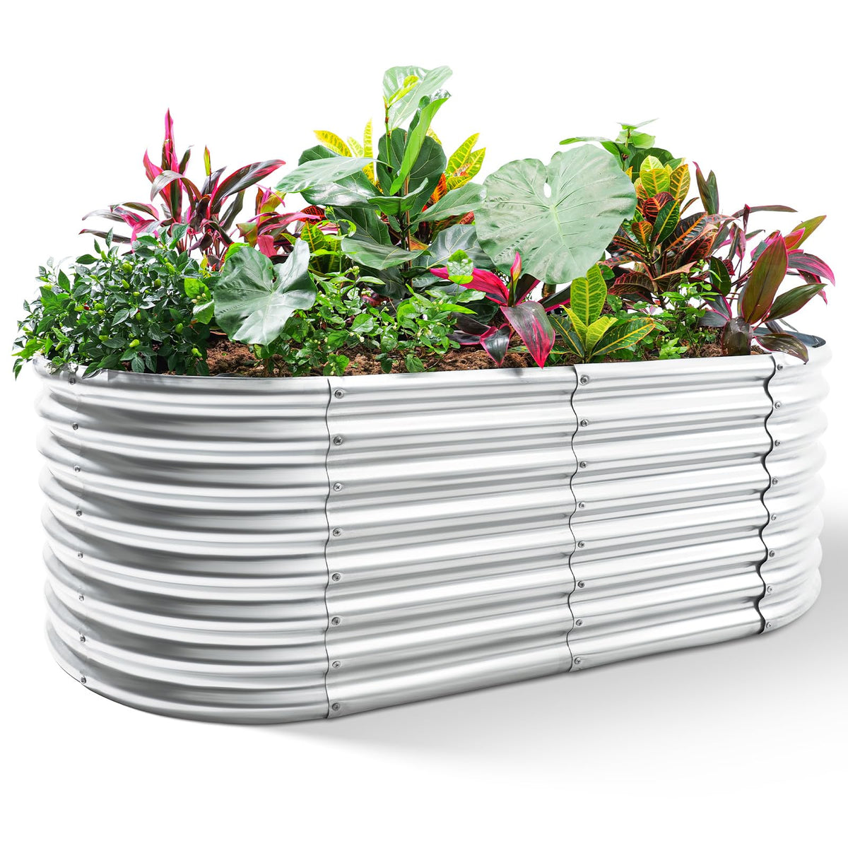 Land Guard 24-inch tall galvanized raised bed front view, ideal for vegetable gardening