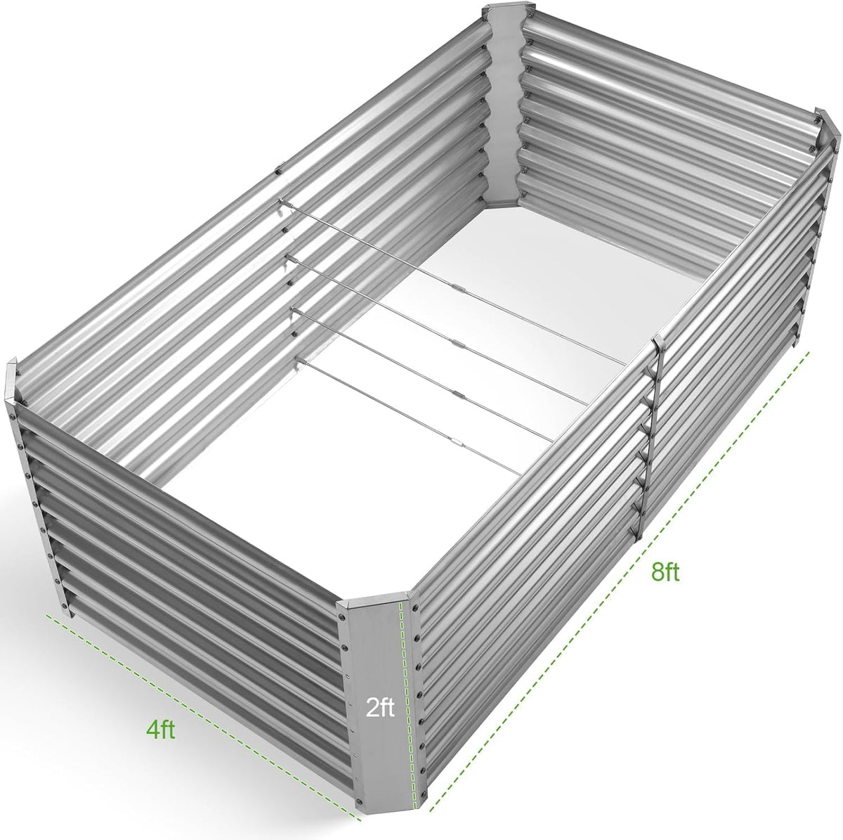 Land Guard 2-pack galvanized bed, front view, deep planting space ready.