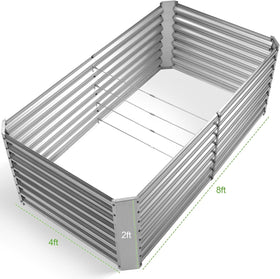 Land Guard 2-pack galvanized bed, front view, deep planting space ready.