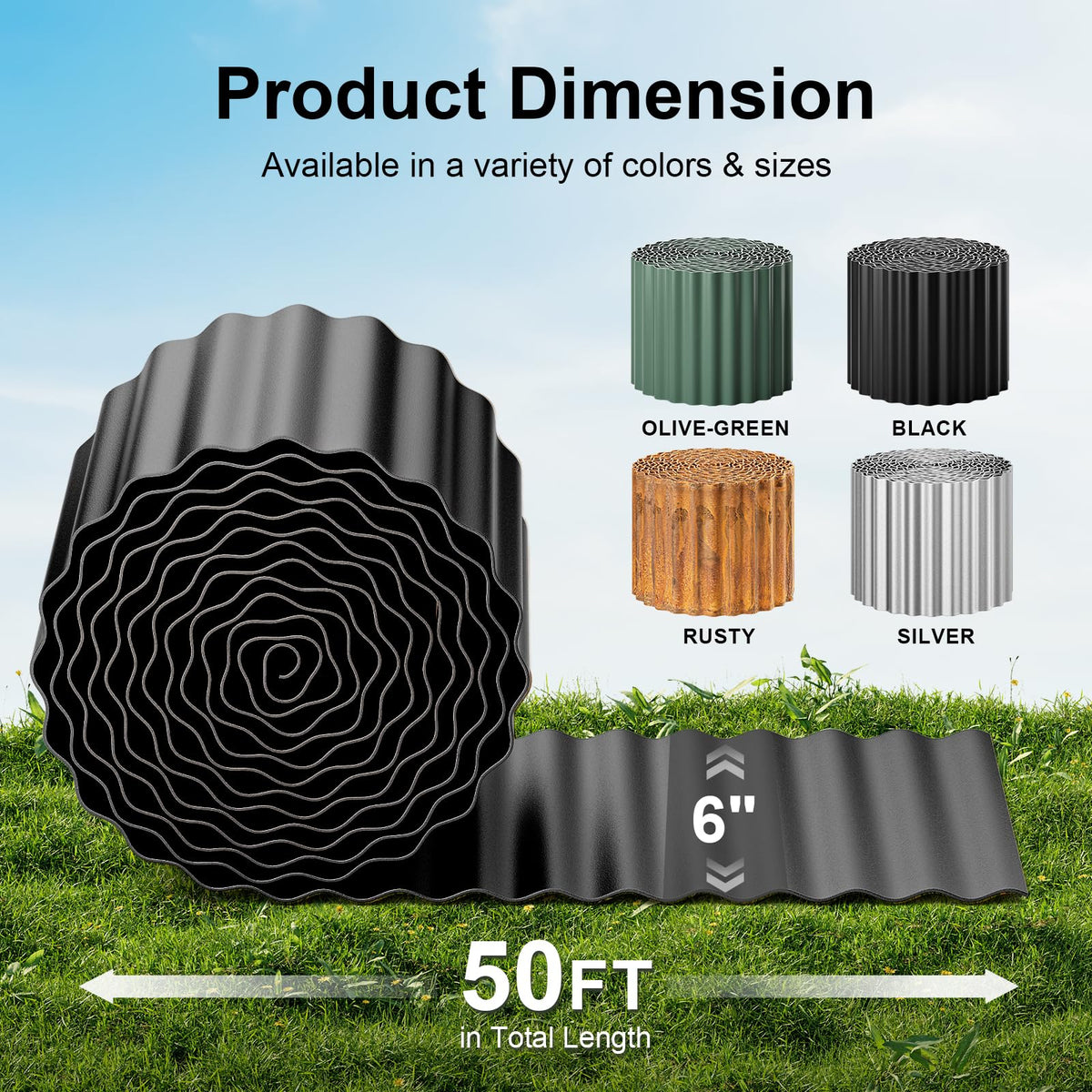 Land Guard 6-inch tall edging framing flower beds for neat landscaping.