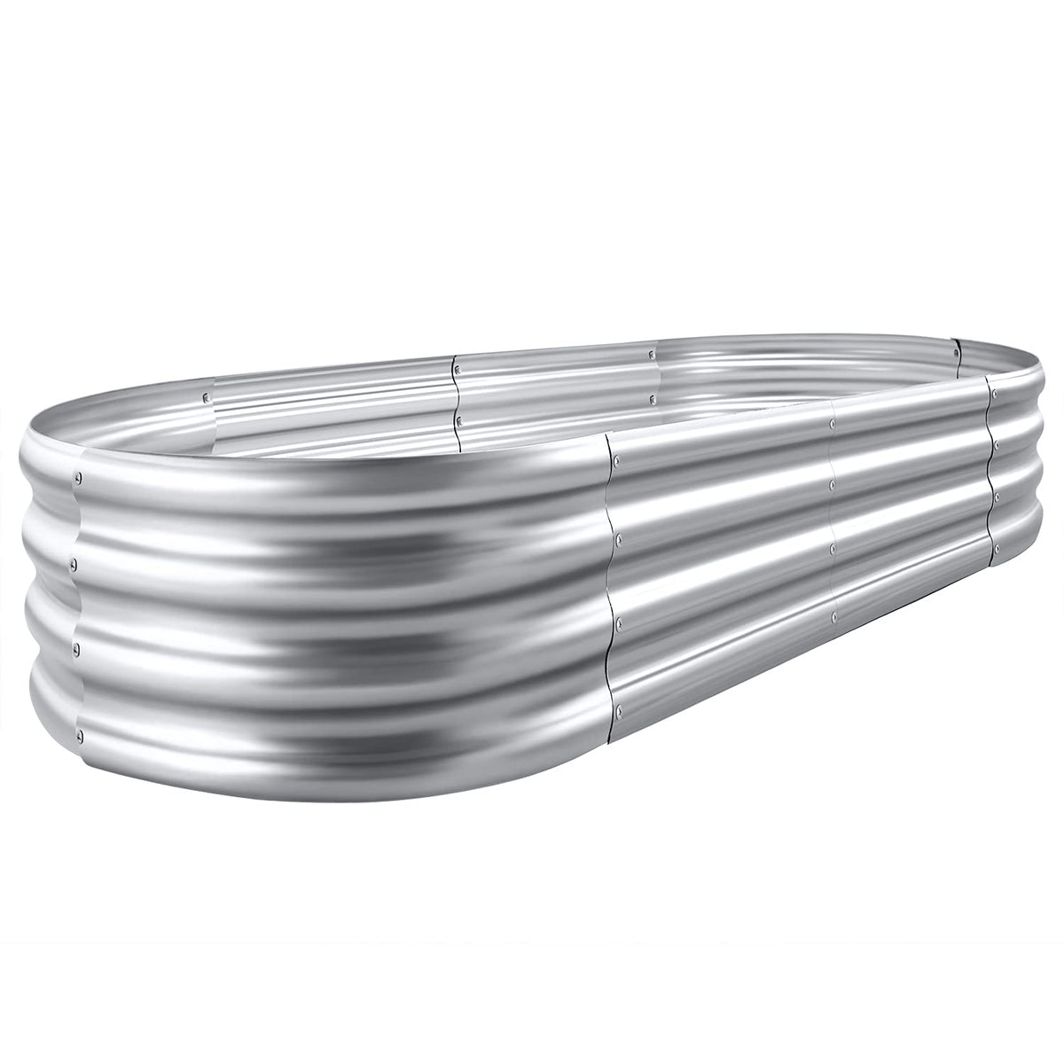 Land Guard galvanized raised bed 6x3x1ft with oval design for durability.