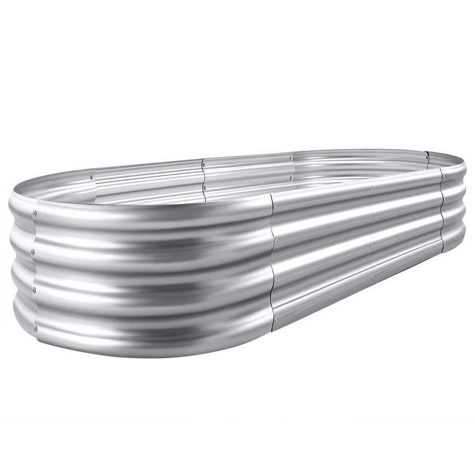 Land Guard galvanized raised bed 6x3x1ft with oval design for durability.