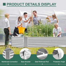 Land Guard outdoor bed in silver, ready for vegetables.