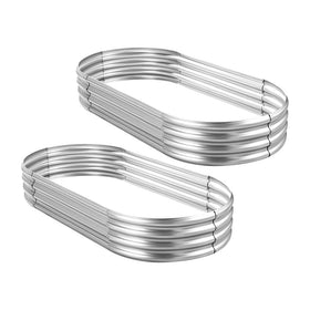 Land Guard oval galvanized bed kit packaging shows components and quick setup.