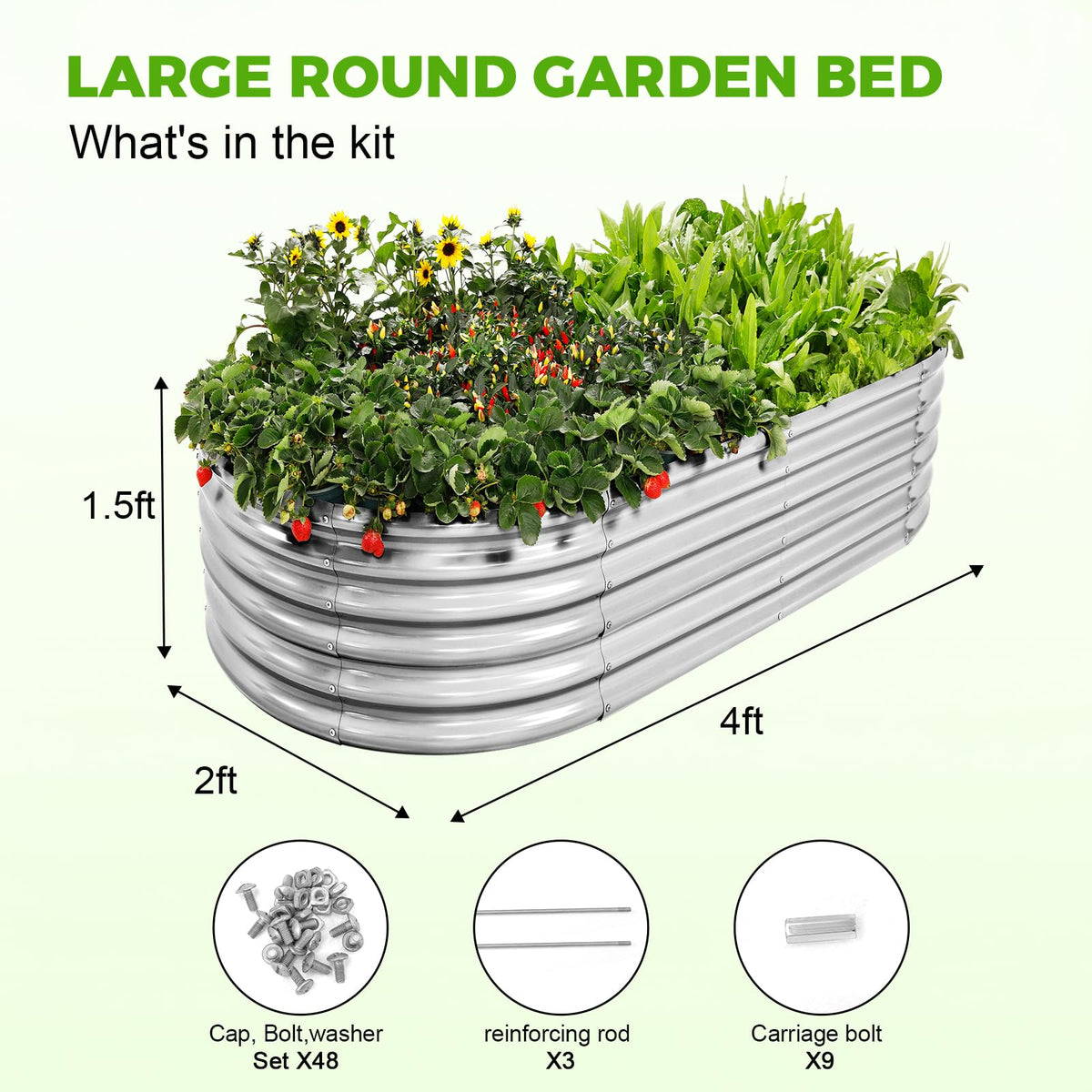 Land Guard raised bed dimensions 48x24x18 inches provide generous soil depth for vegetables.