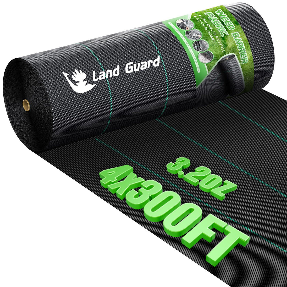 Land Guard weed barrier 4ft x 300ft roll reduces weed growth for tidy bed prep.