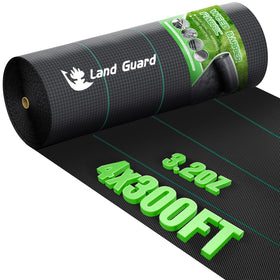 Land Guard weed barrier 4ft x 300ft roll reduces weed growth for tidy bed prep.