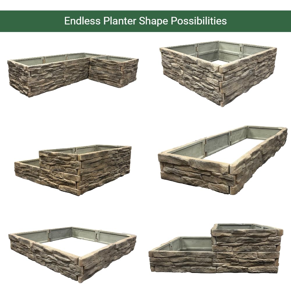 Landecor six-pack ledgestones interlock to form customizable garden shapes.