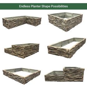Landecor six-pack ledgestones interlock to form customizable garden shapes.