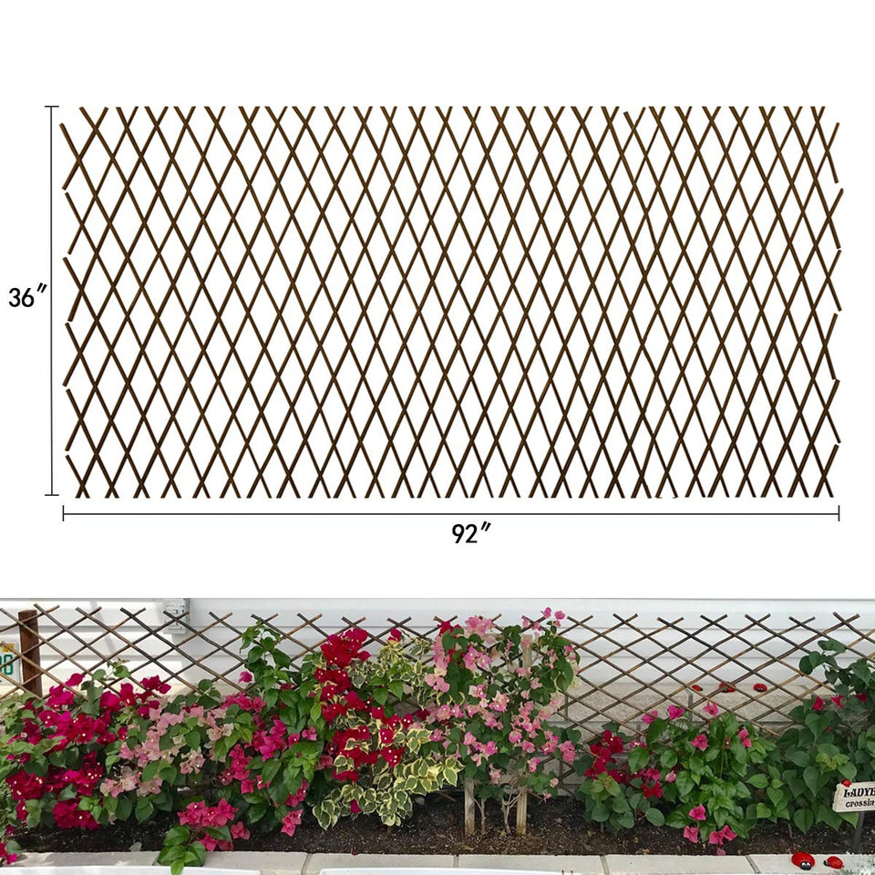 LANDGARDEN expandable willow trellis close-up, natural plant support for climbing vines.