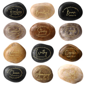 Landical twelve bible verse stones with gold-ink engravings for desk inspiration