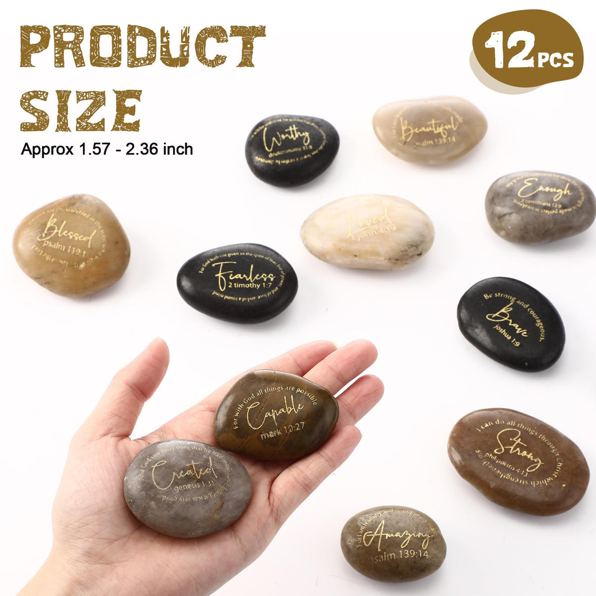 Close-up of Landical engraved rocks showing smooth finish and unique color