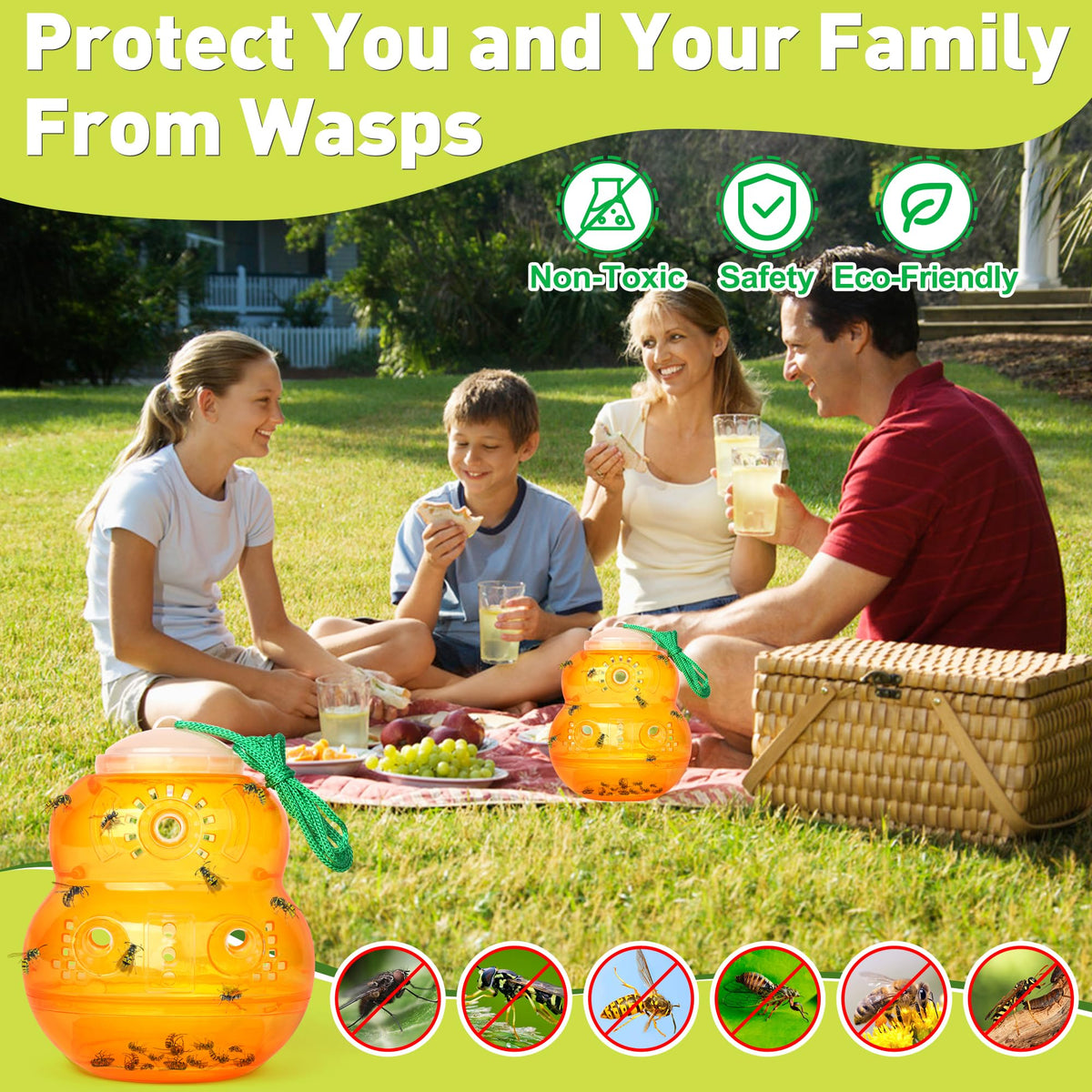 Landisun Wasp Trap bait detail highlights natural sugar lure