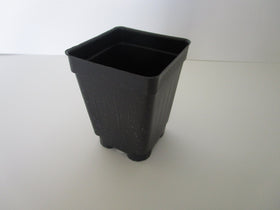 Landmark Plastics 2-5 square extra deep nursery pot, side view showing depth and rigidity.