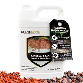 Landscape Loc Mulch and Rock Bond being poured to stabilize garden mulch