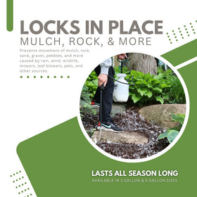 Landscape Loc Mulch and Rock Bond spray application for rock and pea gravel stabilization
