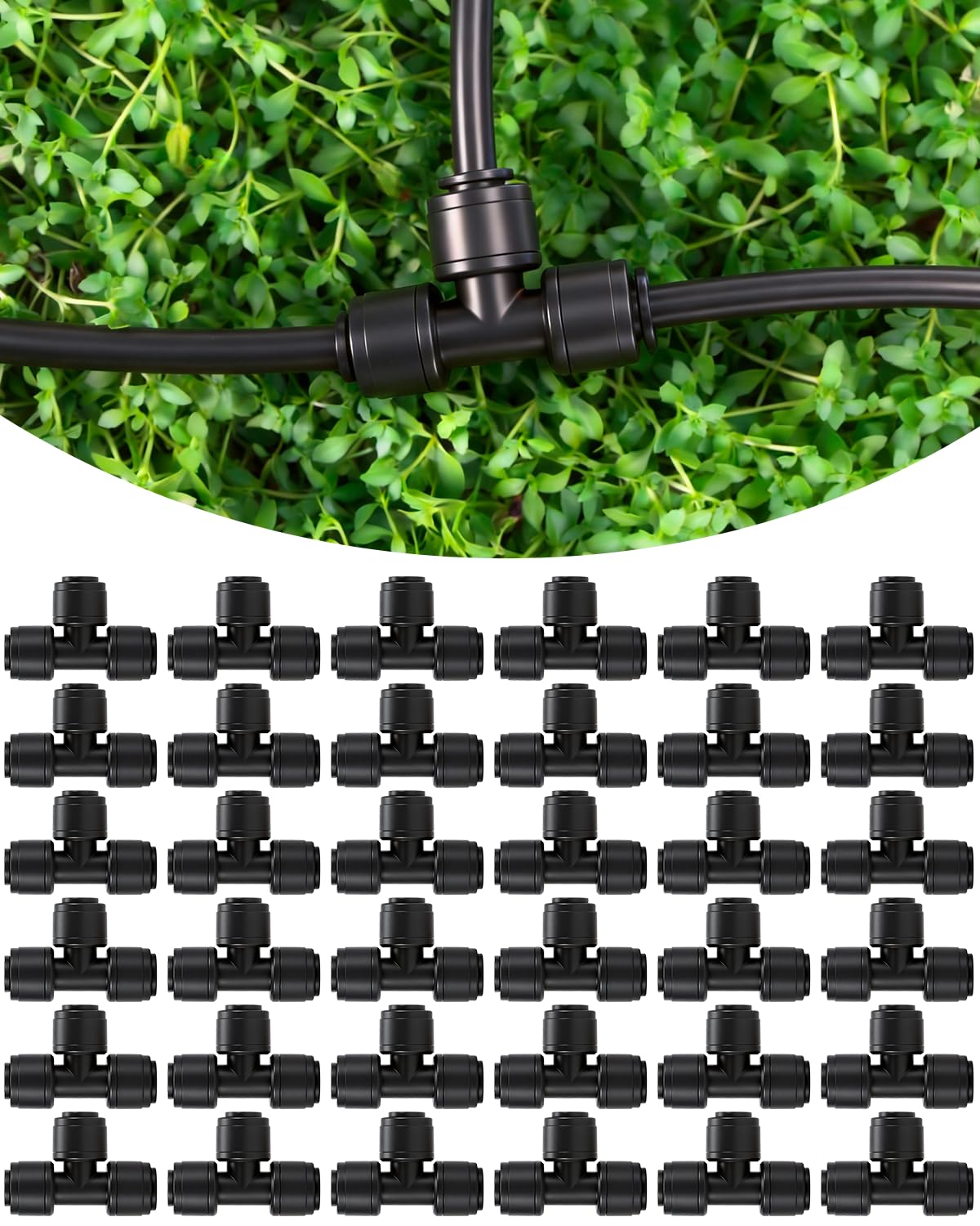 Landtouch quick-connect tee for 1/4 inch tubing enables fast, leak-free installation.