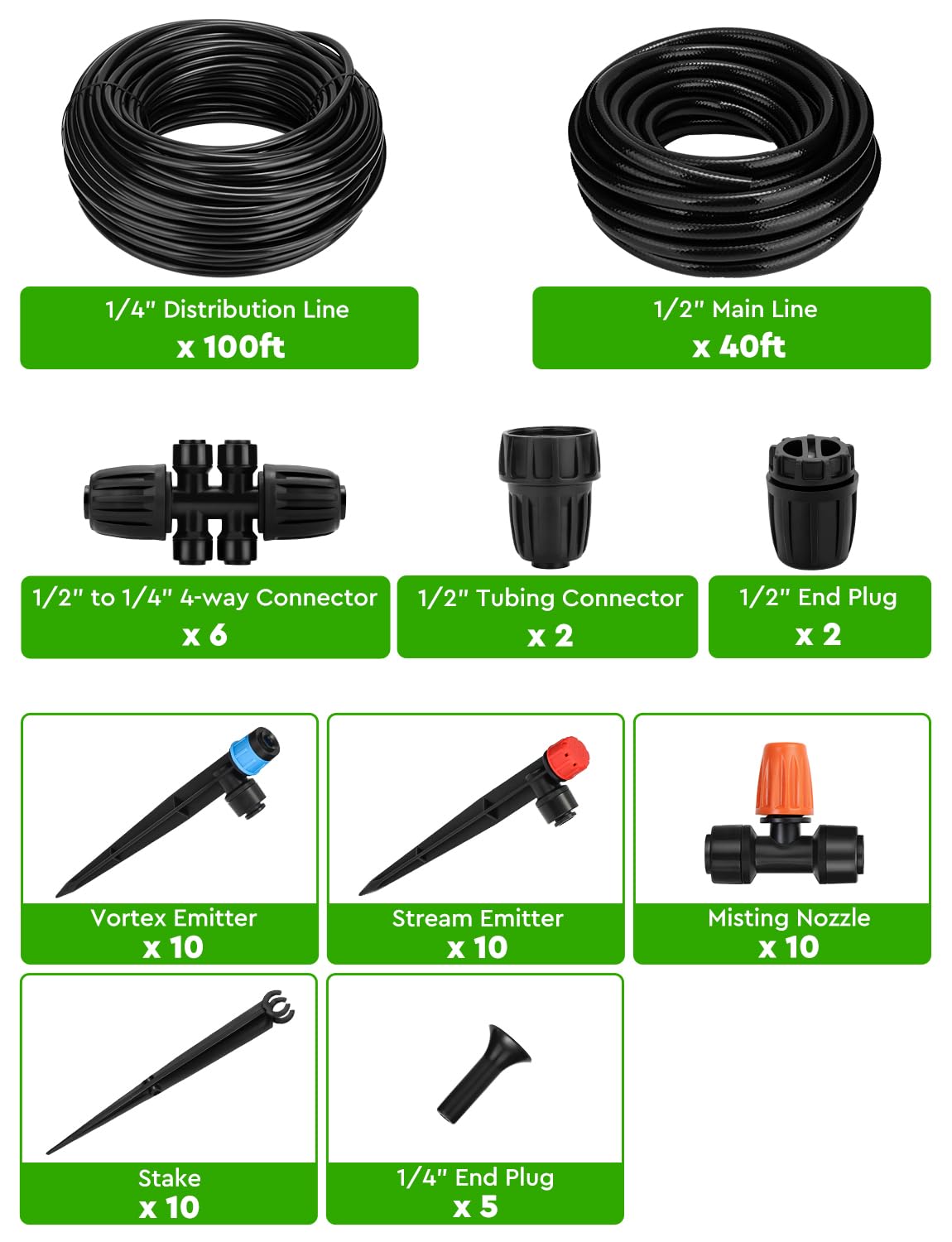 Landtouch stakes securing tubing along garden beds.
