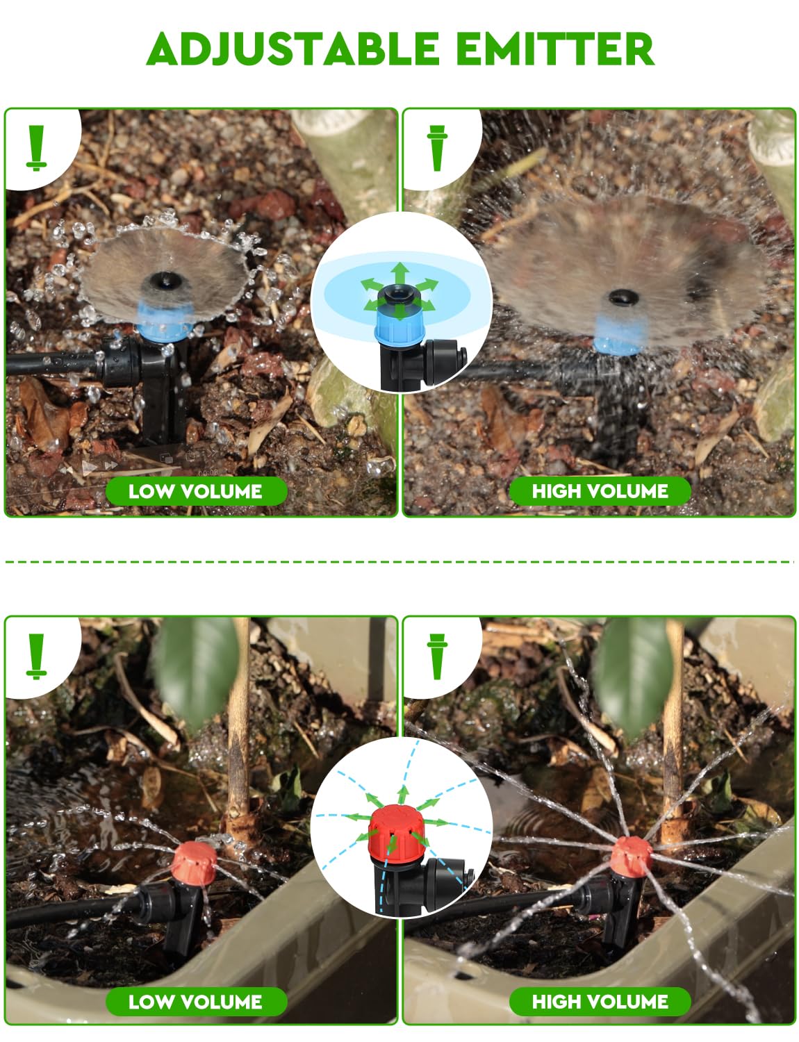 Landtouch misting nozzles delivering light cooling for plants.