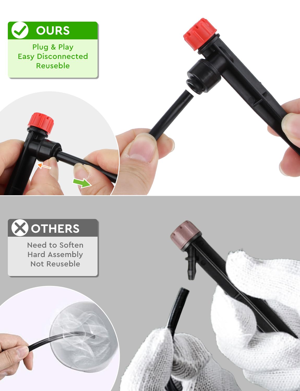 Landtouch 100ft quarter-inch tubing enabling flexible watering layout.