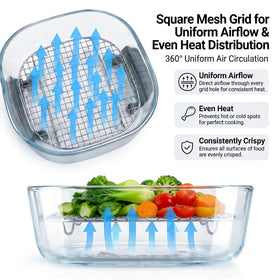 LANEJOY crisper rack with fine mesh promotes even heat circulation for crispy plates.