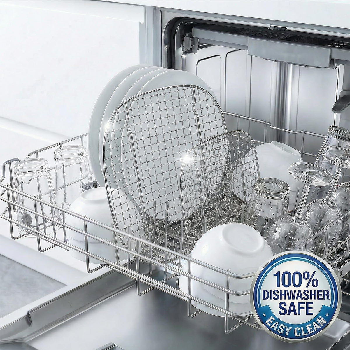 LANEJOY dishwasher-safe crisper racks simplify post-cook cleanup.
