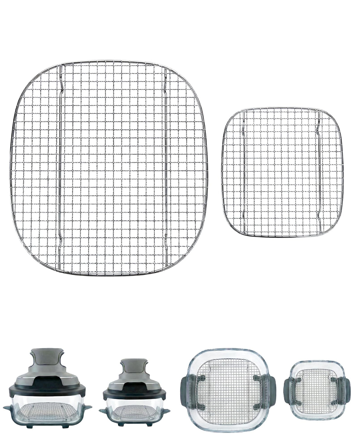 LANEJOY Ninja Crispi large rack fits the 4-Quart glass bowl for stable, even heating.