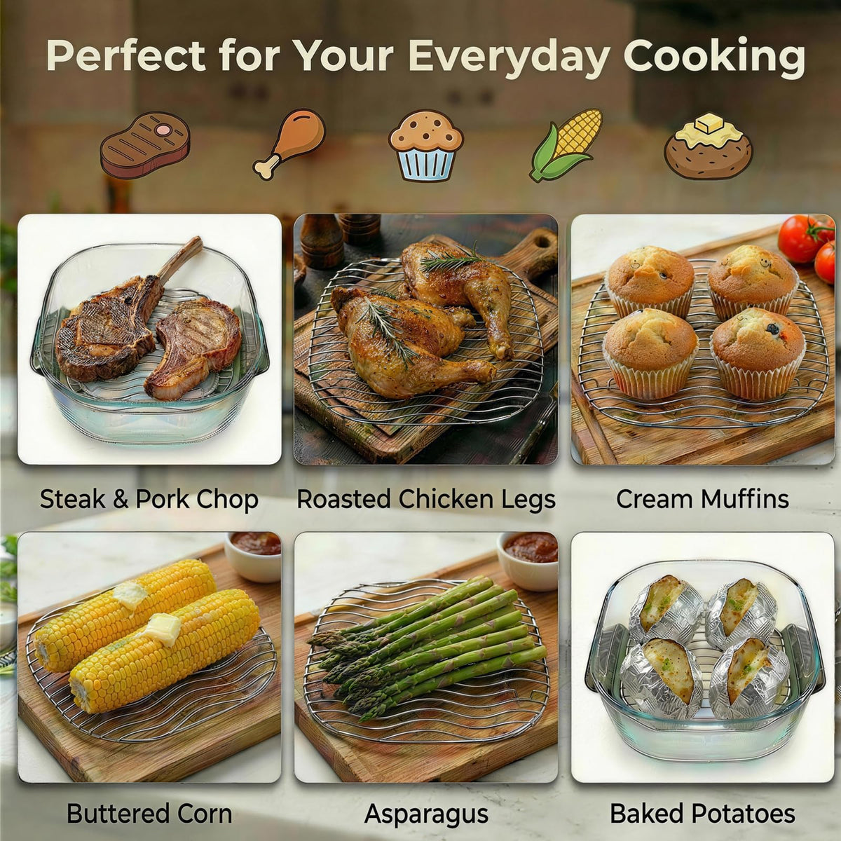 Lanejoy stainless steel rack is scratch-free and dishwasher safe for easy cleanup