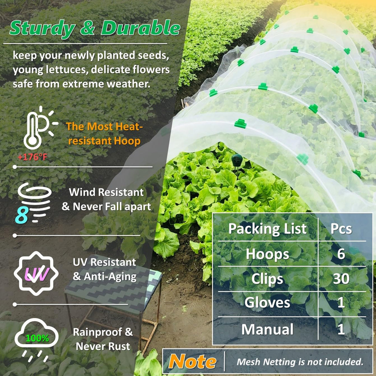 LANEVAN soil-insertion setup demonstrates quick, stable installation for season-long protection.