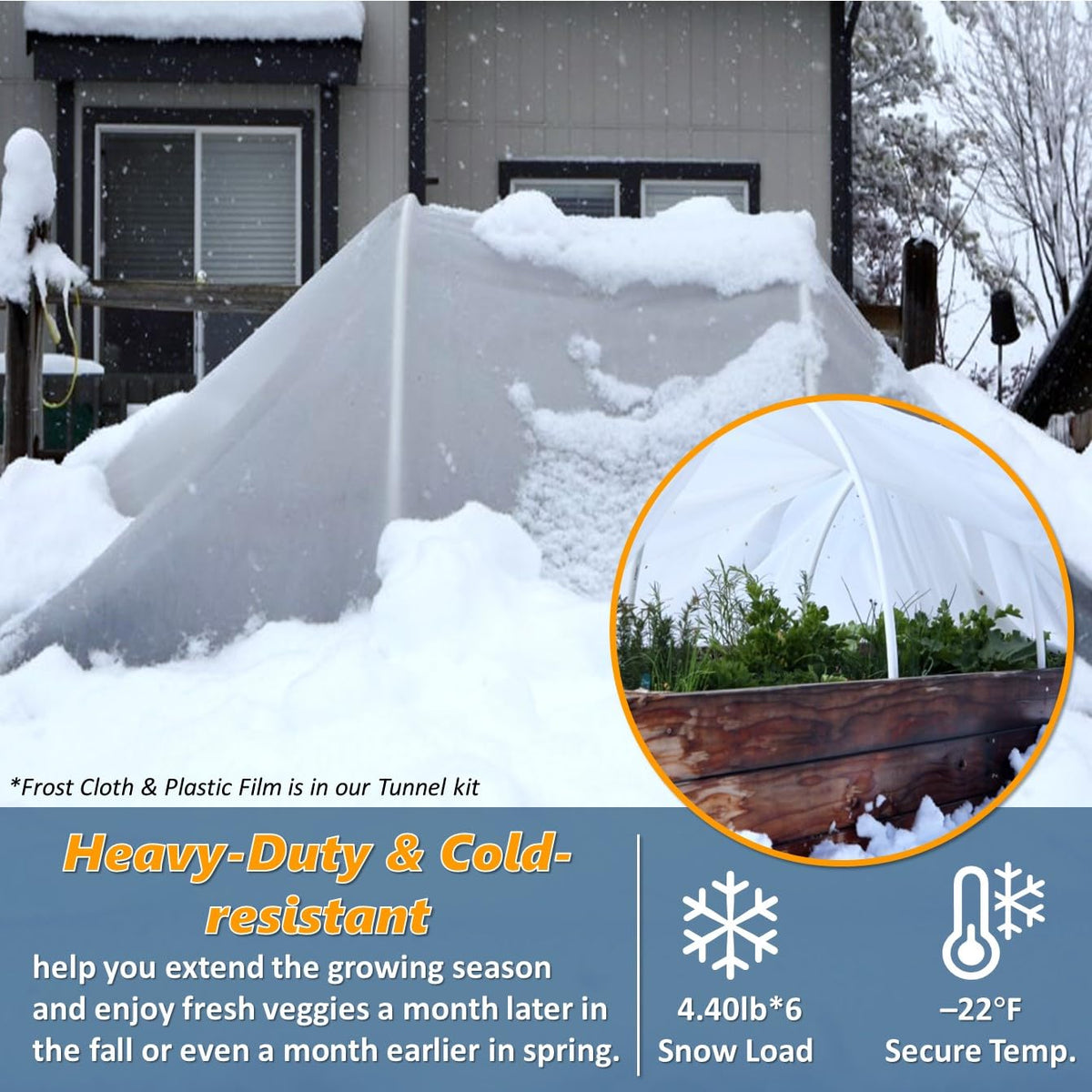 LANEVAN raised-bed canopy supports protect crops against wind and harsh weather.