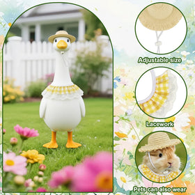LANGFON Goose outfit with lace scarf adds vintage yard elegance.