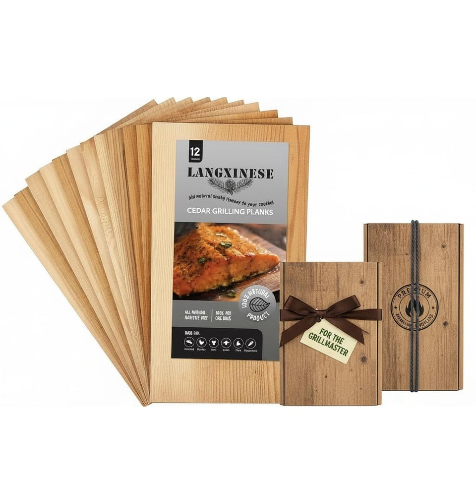 Langxinese cedar grilling planks for salmon deliver a gentle smoky aroma on the grill.