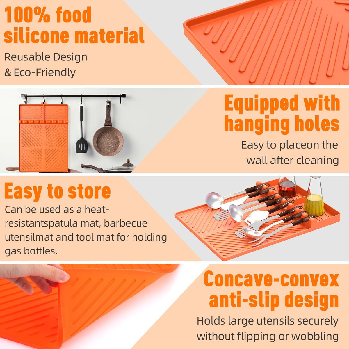 Lanlw silicone grill mat is heat-resistant and non-slip for reliable placement near grills