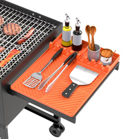 Lanlw silicone grill mat on the side shelf keeps utensils organized and ready for grilling
