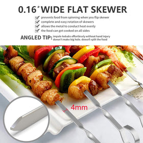 LANNEY 12-inch skewers with angled tips for easy piling of meats and vegetables
