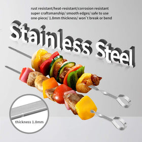 LANNEY skewers flat blade prevents spinning for consistent seasoning