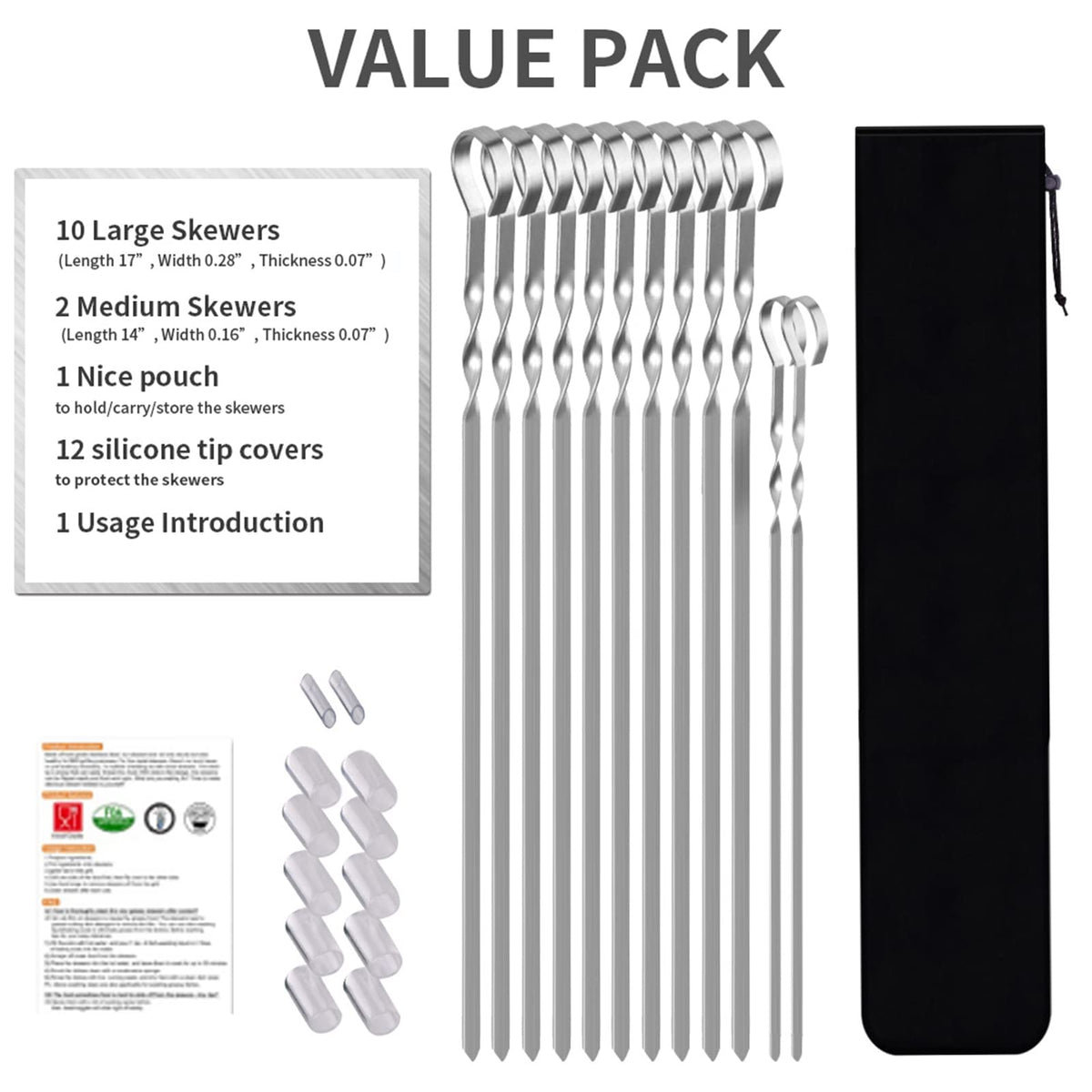 LANNEY tip covers and storage pouch keep skewers organized and safe.