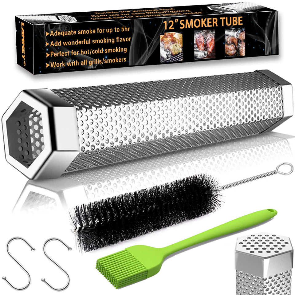 LANNEY 12'' smoke tube diffusion holes for even smokiness on meats