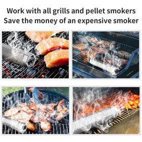 LANNEY smoke tube compatible with electric, gas, charcoal, and pellet grills