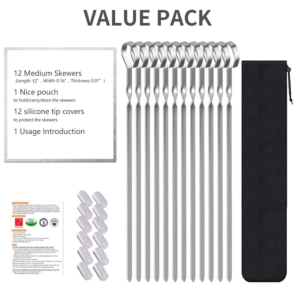 LANNEY skewers include tip covers and a storage pouch for organized grilling
