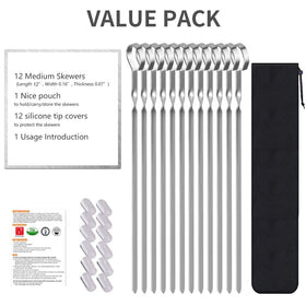 LANNEY skewers include tip covers and a storage pouch for organized grilling