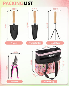 LANNIU pink floral garden bag showcasing stylish storage