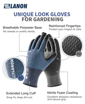LANON Protection breathable 15-gauge knit gloves stay cool during long garden sessions.